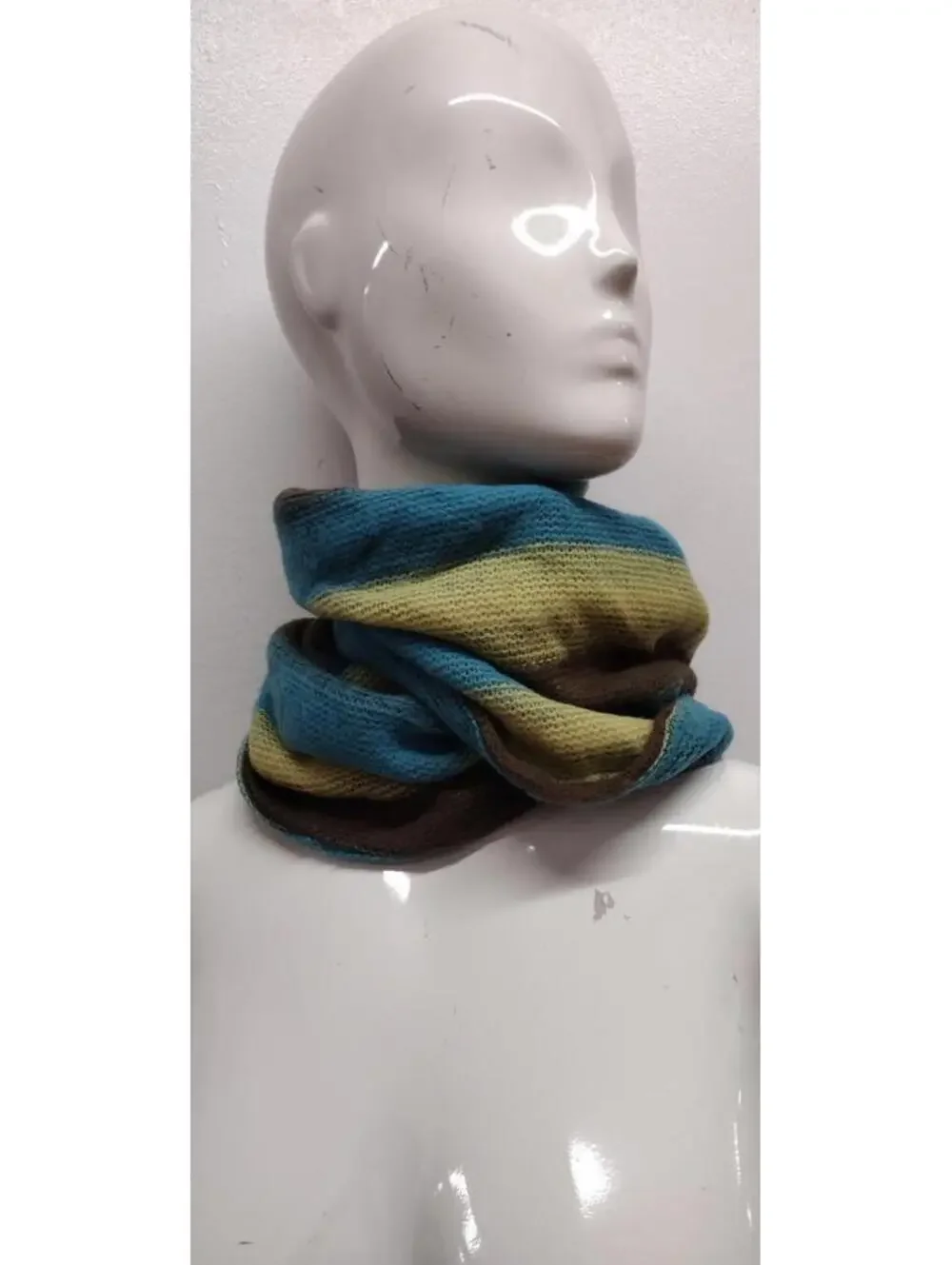 Infitiny Scarf Brown Striped Yellow Sky Blue Acrylic ONE SIZE SCARF Raver Y2K